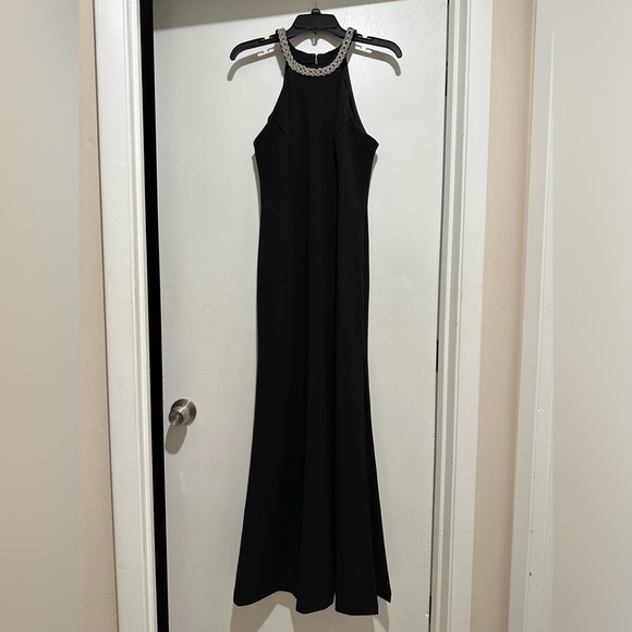 NIGHTWAY Elegant Evening Gown W/Rhinestone Halter Neckline - Picture 3 of 7